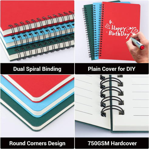 EUSOAR Spiral Lined Notebook, A5 3packs 5.5"X8.3" 120 Pages Lined Travel Notebooks Journal, Memo Notepad Sketchbook for
