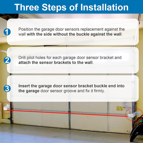 2PCS Garage Door Sensor Bracket Compatible with GSTB-R STB-BL Garage Door Sensors Replacement, Sturdy Metal, Wall