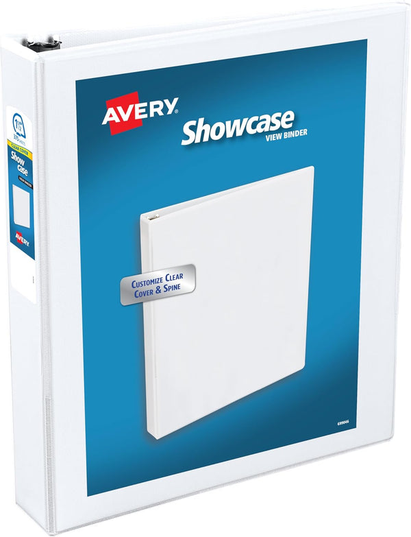 Avery Economy Showcase View 3 Ring Binder, 1-1/2 Inch Slant Rings, 1 White Binder (19651)