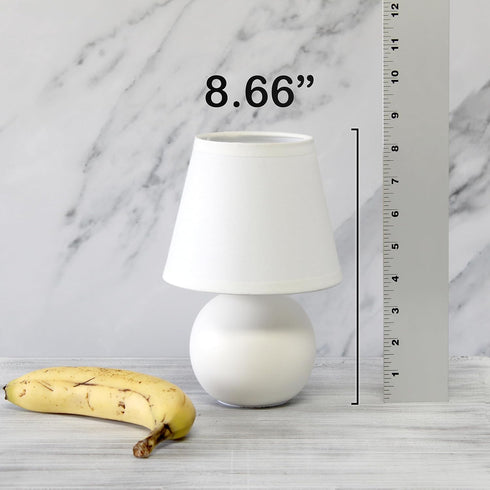 LT1196-OFF-2PK 8.66" 2-Pack Set Simple Designs Chic Little Globe Ceramic Table Lamp with Matching Tapered Shade