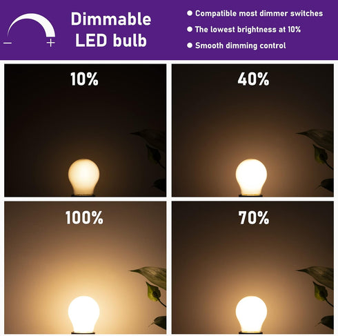 15-25 Watt Equivalent LED Light Bulbs, Dimmable, Soft White 2700K, E26 Medium Base, 2W 200LM, A15 Frosted, Pack of 6