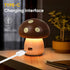 LONRISWAY Dimmable Cordless Wood Mushroom Lamp, Small Battery Operated Wooden Table Lamp Portable Night Light, Stepless