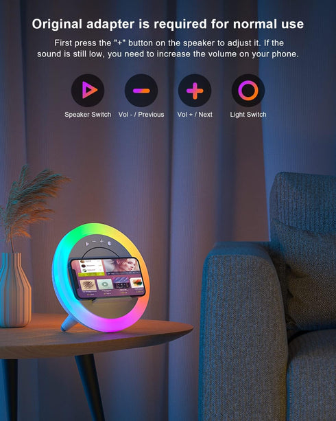 Swarmir Bluetooth Speaker with Lights, Wireless Charging Speaker, Best Birthday Gift Ideas Teenage,Applicable