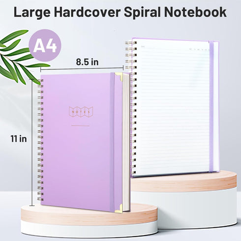 Yoment Spiral Notebook 8.5 x 11 A4 Hardcover Notebooks for Work College Ruled Notebook Journal, 100 GSM Paper Journaling Notebooks, Large Notebooks for Note Taking School Office,A4 Purple by Yoment