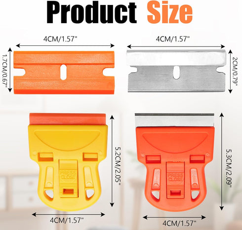 ISDVBUY 2 Sets 10 10 Razor Blade Scrapers, Plastic Scraper Tool Extra Plastic Razor Blades and Metal Blades, Adhesive
