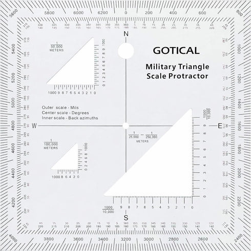 Gotical Combo of Military UTM/MGRS Coordinate Scale Map Protractor and Land Navigation Topographical Map, Flexible
