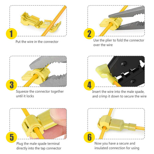 Sopoby 360PCS T Tap Wire Connectors AWG 22-10, Waterproof Quick Wire Splice Taps with Insulated Male Quick Disconnect