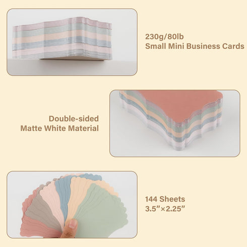 EHME EHME EHME 144 Pcs Small Business Cards Mini Size, Blank Note Gift Cards for Business Supplies, Personalized