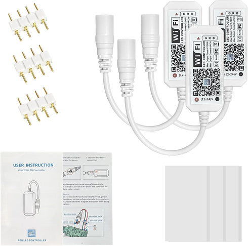 3 Pack Smart WiFi LED Controllers, RGB Led Strip Lights Wireless Control, Compatible with Alexa & Google Home & IFTTT