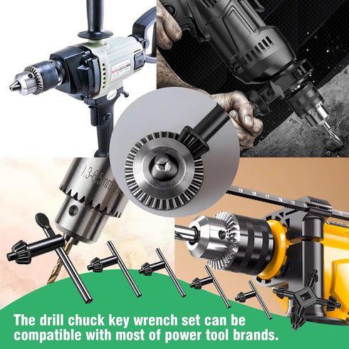 6Pcs Carbon Steel Drill Chuck Key Wrench Set, 3/4" 5/8" 1/2" 3/8" 1/4" Electric Drill Clamping Tool