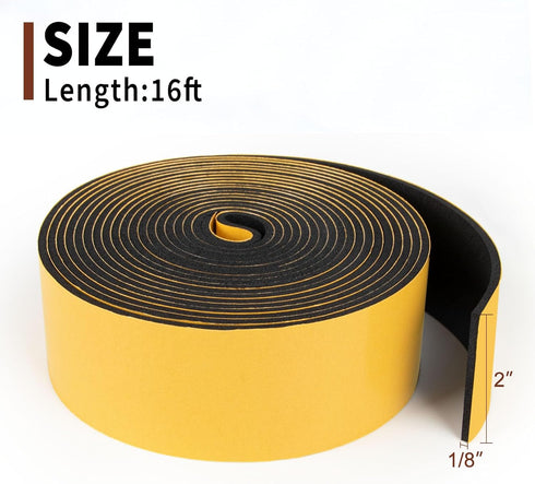 Yotache Neoprene Weather Stripping, Self Adhesive Foam Rubber Seal Strip Tape for Door and Window, 16 Ft Length