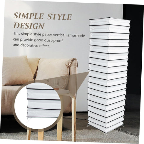 Veemoon Minimalist Vertical Paper Lamp Shade Floor Cover Frame with Black Strips Simple Nordic Style for Bedroom Living