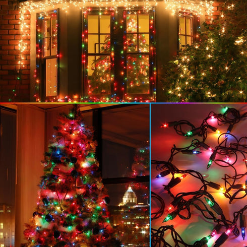 Watereem 3 Pack 100 Count Multicolor Christmas String Lights, Each, Incandescent Mini Christmas Lights, Connectable