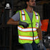 Reflective Vest, High Visibility Two Tone with Pockets and Zipper, ANSI Class 2 Compliant, Yellow with Orange Trim