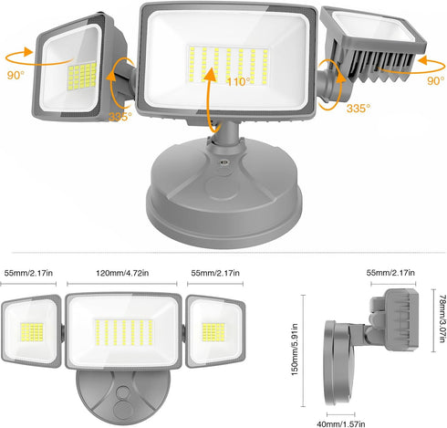 75W 7000LM IP65 6500K Onforu LED Security Light, Brightness Outdoor Flood Light Fixture Switch Controlled, Waterproof