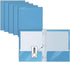 Better Office Products 2 Pocket Glossy Light Blue Paper Folders, 25 Pack, Letter Size, High Gloss with 3 Prong Fasteners