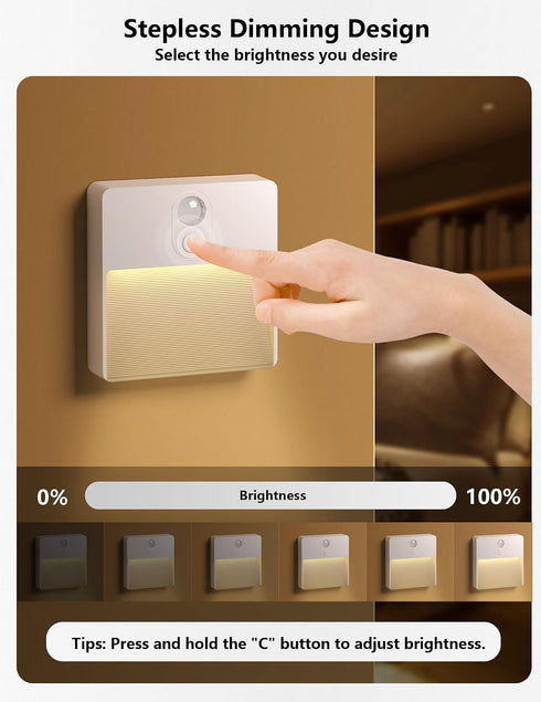 Closet 2 Packs Motion Sensor Night Light Indoor, Rechargeable Battery Operated Lights with RGB Lights, Magnetic Stick