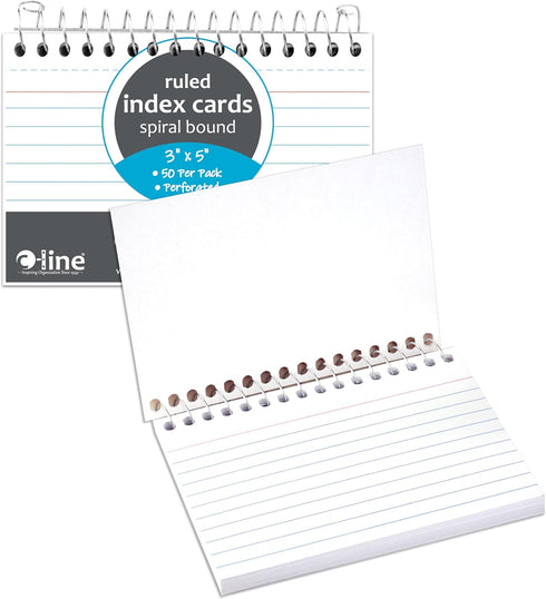 C-Line 3 5 50/PK (48809) x Spiral Bound Index Card Notebook, Ruled