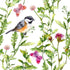 REDAMANCY Watercolor Meadow Green Grass Leaf Flowers Plants Birds Purple Butterfly Peel and