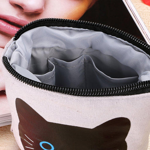 Telescopic Pencil Pouch, Cute Standing Pen Holder, Canvas+PU Storage Box with Zipper Closure (Gray)