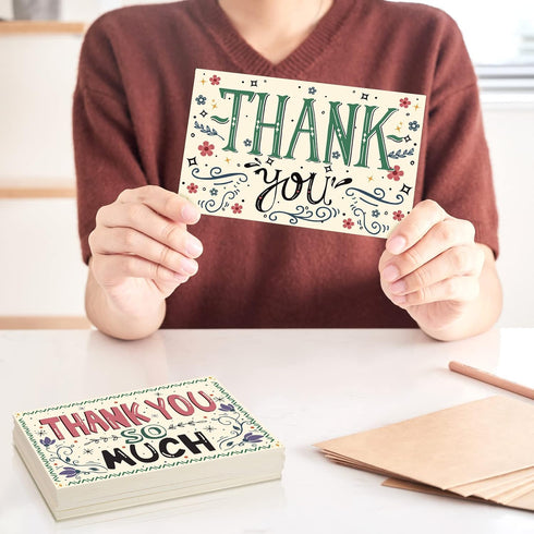 80 Pack 4 6 Inch Junkin Thank You Postcards x Thanks Blank Note Postcards Retro Appreciation Greeting Cards Assorted