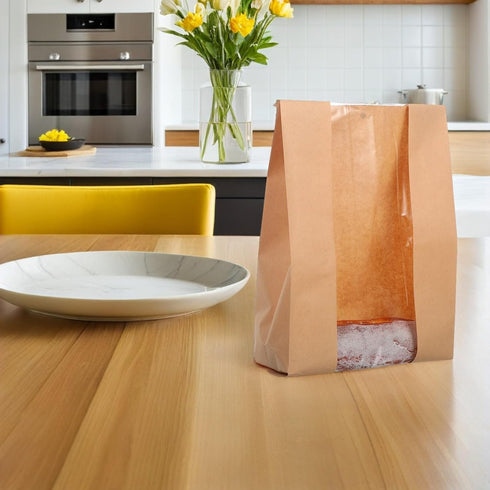 50pcs Packaging 35219cm Uonlytech Kraft Paper Bread Bags with Window Food Grade Loaf Bread Storage Opp Window Bakery