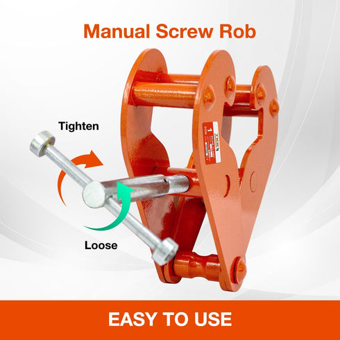 TKK Beam Lifting Clamp, 2200Lbs/1Ton Load Capacity, Adjustable Opening Flange for Lifting Rigging (Orange)