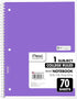 Mead Spiral Notebooks, 6 Pack, 1-Subject, College Ruled, 10-1/2" x 8”, 70 Sheets per Notebook, Assorted Colors