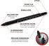 Performance Tool W9217 Multi-Function Aluminum Black Ballpoint Pens, 2 pk. with LED Light, Stylus, Ruler, Level,