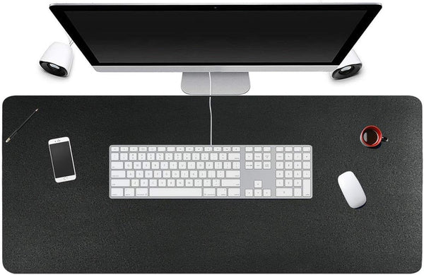 Desk Pad for Office Home, 31" x 13", PU Leather Waterproof Large Writing Mat Organizer, Black