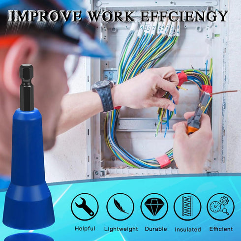 Wire Nut Driver, Spin Twist Wire Connector Socket with 1/4" Chuck, Enhanced Wiring Efficiency, 50pcs Wire Caps