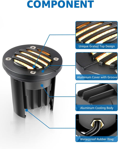 12W 12V-24V 2 Pack SUNVIE Low Voltage Landscape Lighting Shielded Well Lights Landscape LED in Ground Waterproof Low