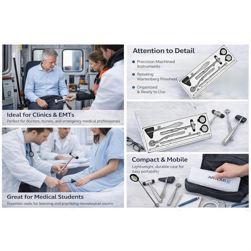 artlab Set-Reflex Hammer Set, Hammer,Taylor Hammer,Diagnostic (Set 7 -Neurological Percussion Instrument Includes