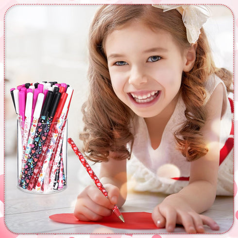 Faccito 204 Pcs Valentine's Day Ballpoint Pens Bulk, Heart Pattern Pens, Valentine's Day Prizes for Boys Girls