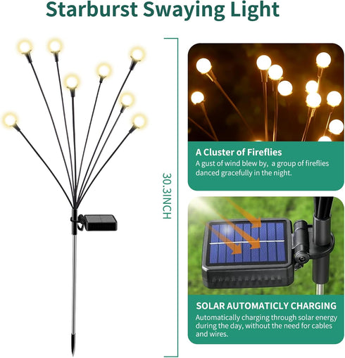 vignuto 4 Pack 32 Solar Lights Outdoor Waterproof of LEDs Garden Patio Firefly Decoration Unique Gifts Women