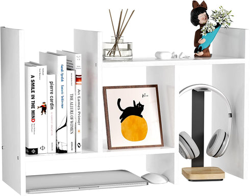 Desk Shelves Wood Desktop Orgnizer Shelf. Office Organization for Top of Desk Organizers and Accessories Bookshelf