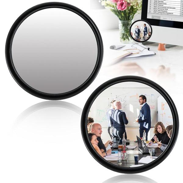 CIATBYYJ 2Pcs 2.24inch Office Cubicle Mirrors, Adjustable Monitor Mirror to See Behind You