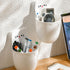 Wall-mounted Pen Holder and Pencil Storage Organizer, White Cartoon Cat Design, Nail-free Office Supply Container