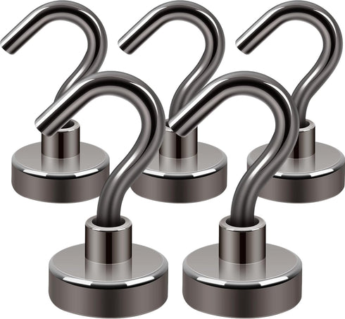 Neosmuk Heavy Duty Magnetic Hooks, Extra Strong Earth Magnets for Refrigerator, Cruise Hook for Hanging (Gunblack, Pack