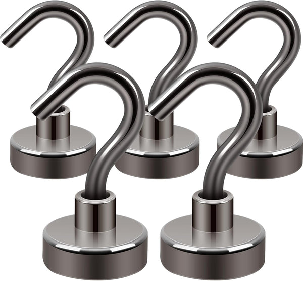Neosmuk Heavy Duty Magnetic Hooks, Extra Strong Earth Magnets for Refrigerator, Cruise Hook for Hanging (Gunblack, Pack
