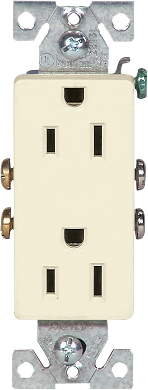 EATON Wiring 1107LA 15-Amp 2-Pole 3-Wire 125-Volts Decorator Duplex Receptacle, Light Almond