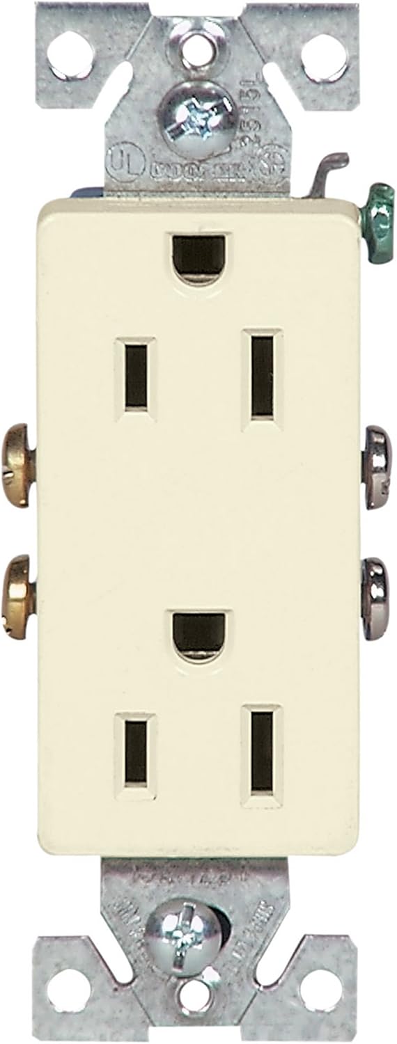 EATON Wiring 1107LA 15-Amp 2-Pole 3-Wire 125-Volts Decorator Duplex Receptacle, Light Almond