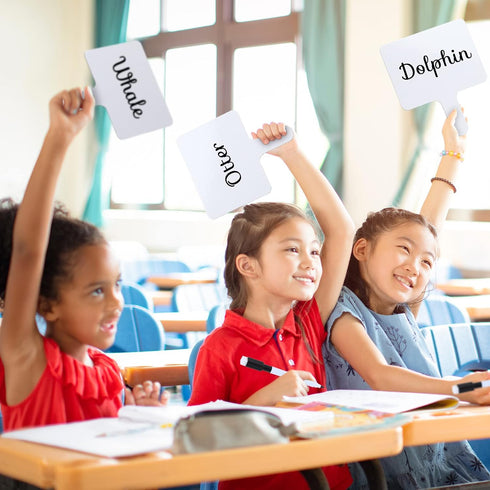 Sherr 24 Sets Dry Erase Paddles with Markers, Double Sided Handheld Whiteboard for Classroom Voting, Phonemic Awareness