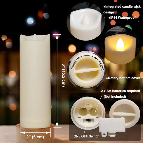 iZAN 2 Pack Flameless Battery Operated LED Pillar Candles with Remote Outdoor Waterproof Flickering Decorative Lights for Halloween Christmas Home Kitchen D cor Wedding Party Event Decorations 2 x6 by iZAN
