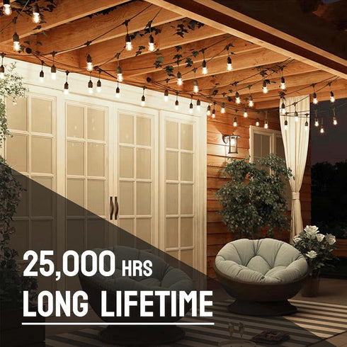 24-Pack String Light Bulbs, S14 Outdoor Waterproof Replacement Bulb, E26 Base, 1W 120V, 2700K Warm White