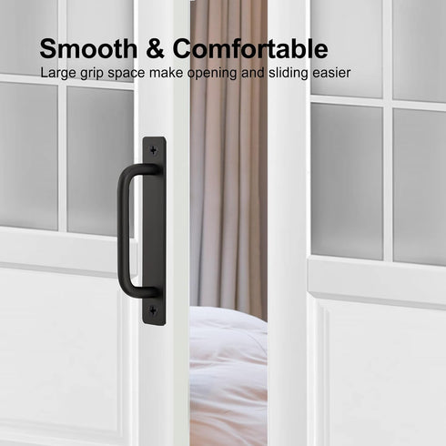 Ravinte 4 Pack Black Barn Door Handles, 5" Hole Center Sliding Door Handle with Plate for Closet Door