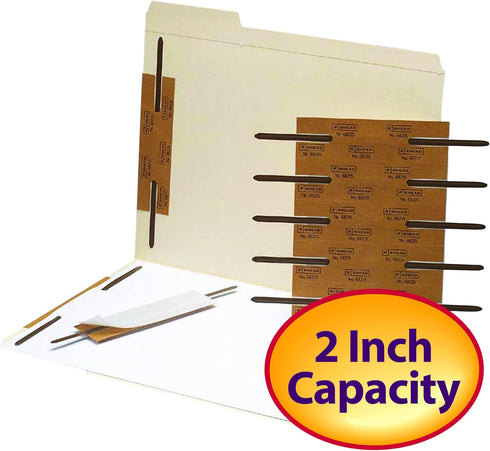 Smead Self-Adhesive Metal Fastener, Reinforced, 2" Capacity, Brown, 100 per Box (68215)