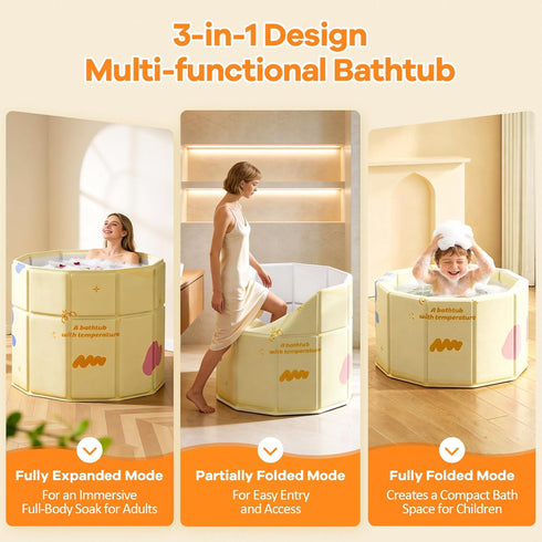 27.55"L 27.55"W 27.55"H) Portable Bathtub, Hot Ice Bath Tub Inflation-free, Shower Bathroom SPA Soaking Tub