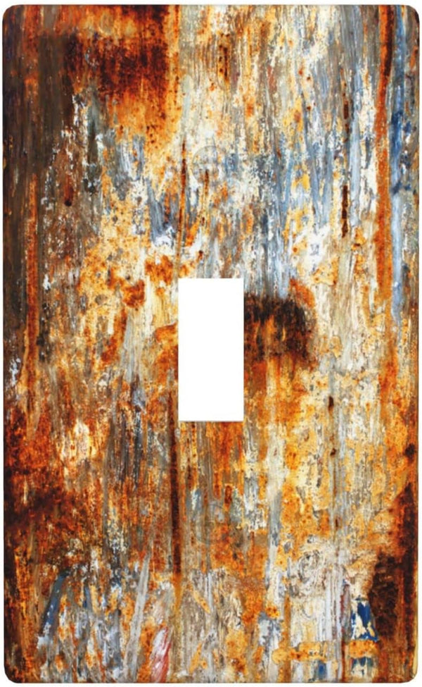 Vintage Metal Print Aged Copper Single Toggle Light Switch Plate Cover, Decorative Wall Plate for Home, Kitchen