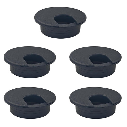 PDETVEO 5PCS 2 Inch Desk Cable Grommet, Black Wire Management Hole Cover, Plastic